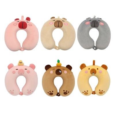 Capybaras Travel Pillow, Memory Foam Head Neck Pillow, Portable Travel Cervical Pillow for Car Airplanes Office for Dorm