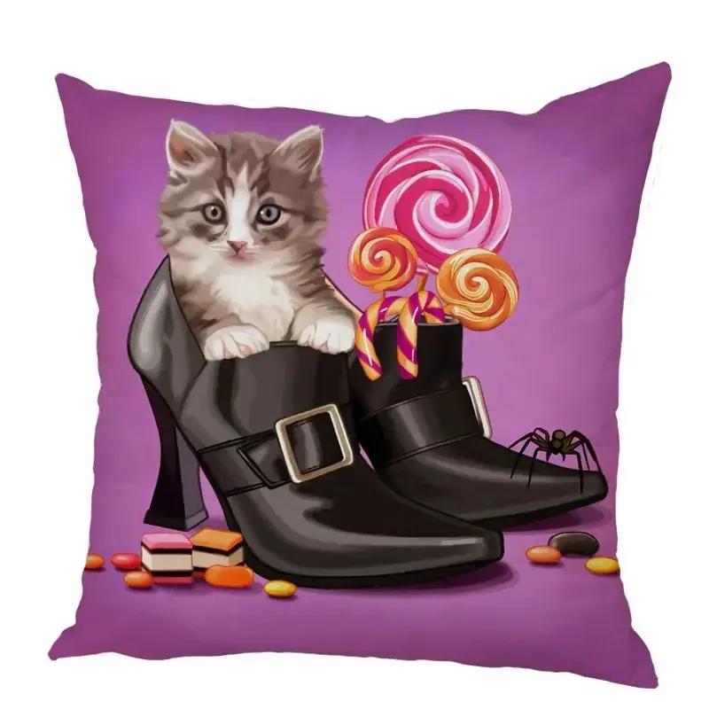 Color Cute Dog Square Pillow Cushion Cover Car Sofa Office Chair Peach Skin   Home Decoration Ornament