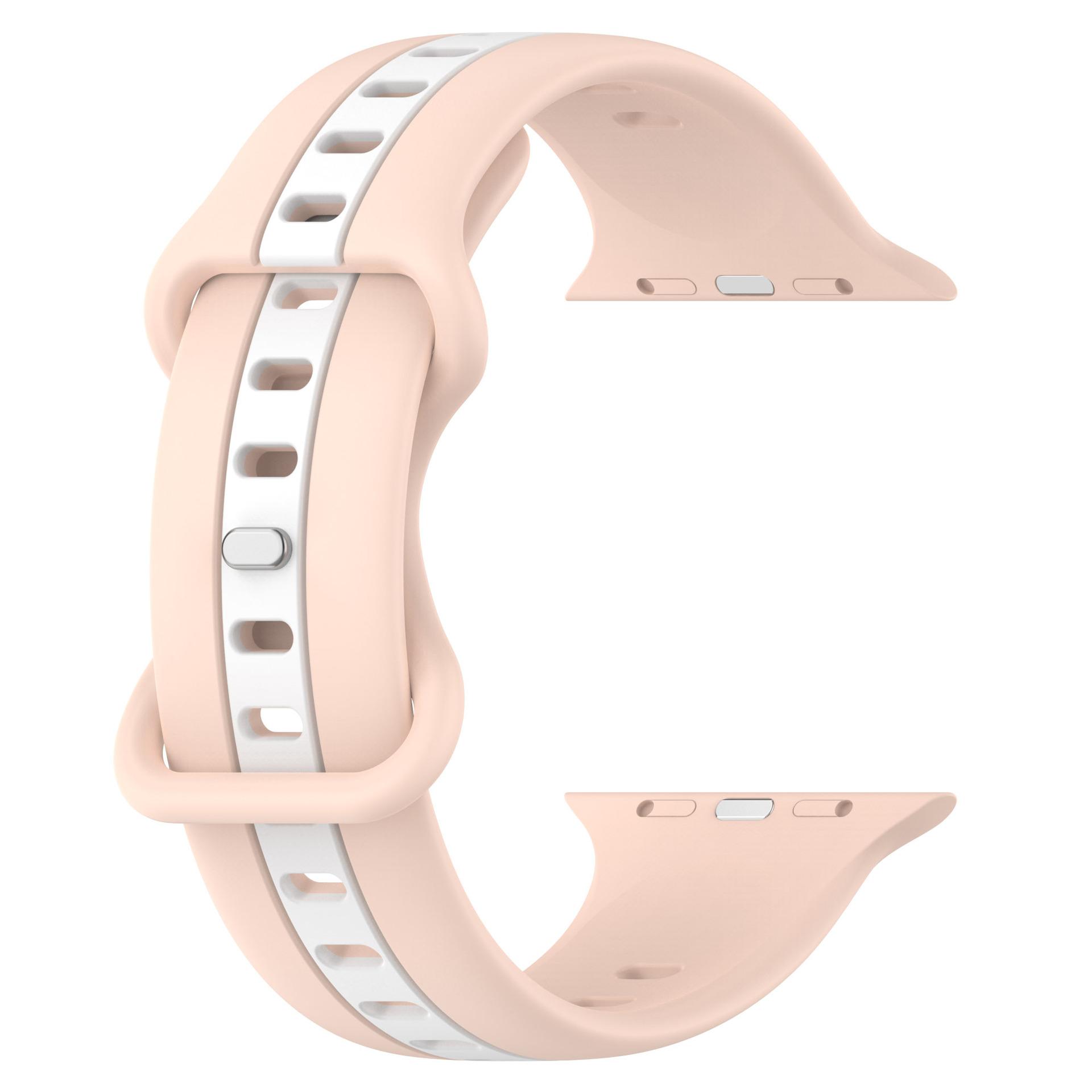 

KALEBOL Dual Color Silicone Strap for Apple Watch Series 10 9 8 7 SE 6 5 4 3 2 1 42mm 41mm 40mm 38mm Butterfly Buckle Watch Band Pink White