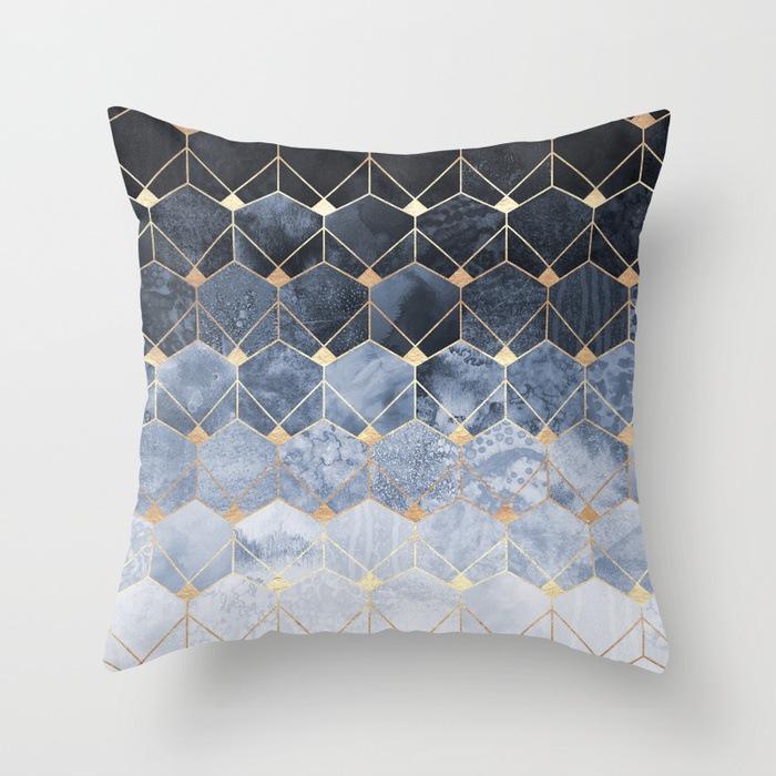20 New Pink Marble Geometric Pillowcase Marble Velvet Sofa Cushion Cover