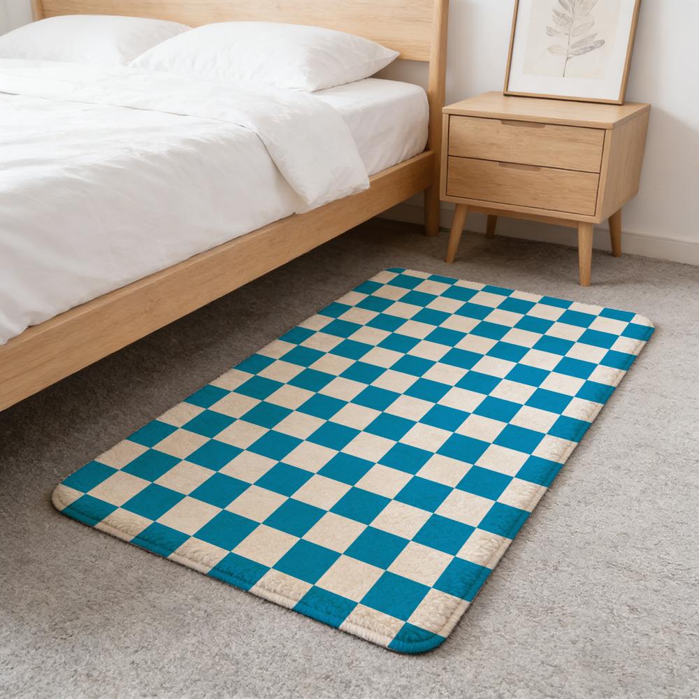 Tappetino per Pavimento a Scacchiera Tappetino per Porta in Flanella Antiscivolo Assorbente Lavabile Tappeto per Interni Casa