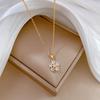 Titanium Steel Pentagram Light Luxury Temperament Gorgeous Full Diamond Necklace Female Versatile Collarbone Chain Titanium Steel Chain