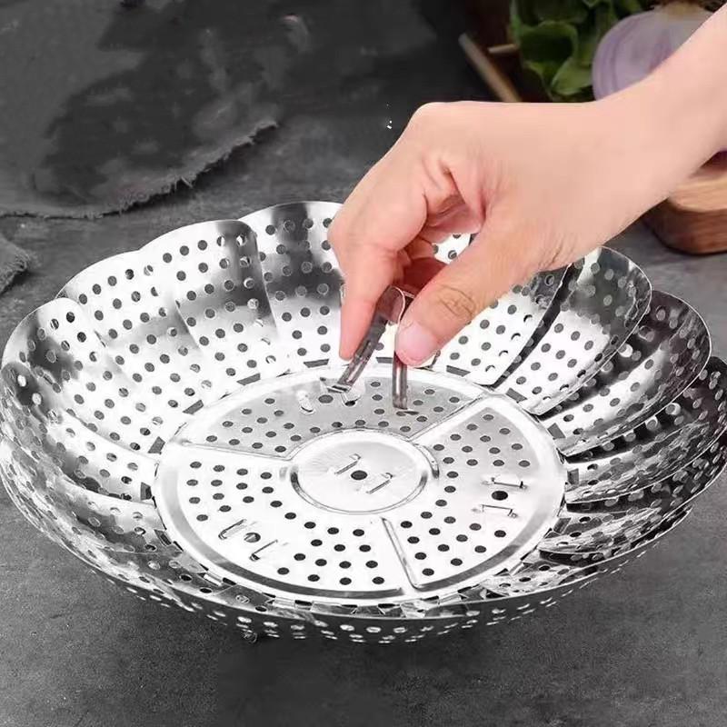 Folding Stainless Food Steamer Vegetable Fruit Food Basket Mesh Steamer Rack Cookware Utensils for Cooking Steam Dia.21/26/28cm