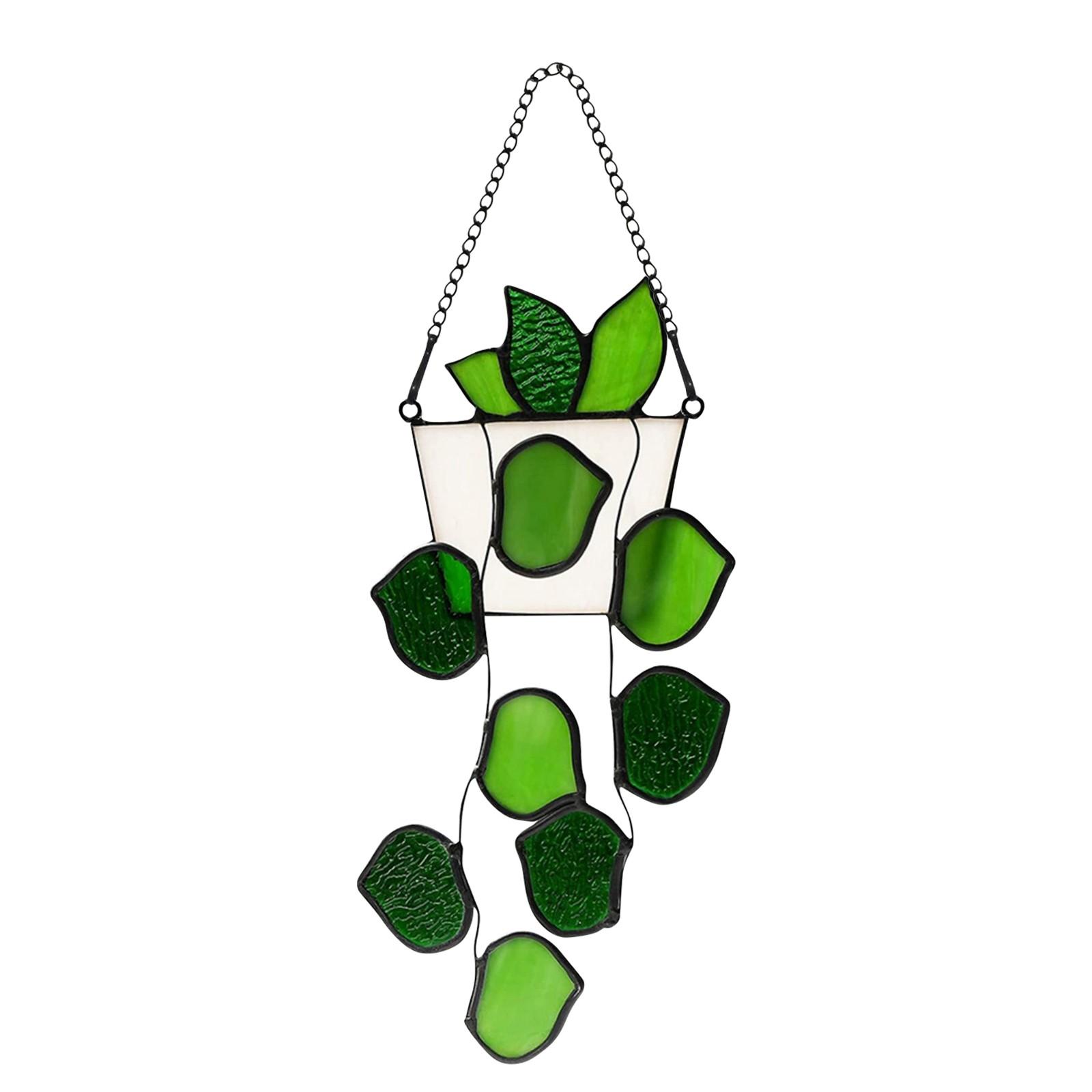 

1pc Sunshine Catcher Green Plant Artificial Crafts Pendant Window Hanging sunlight catcher Acrylic decorations hanging ornaments One Size