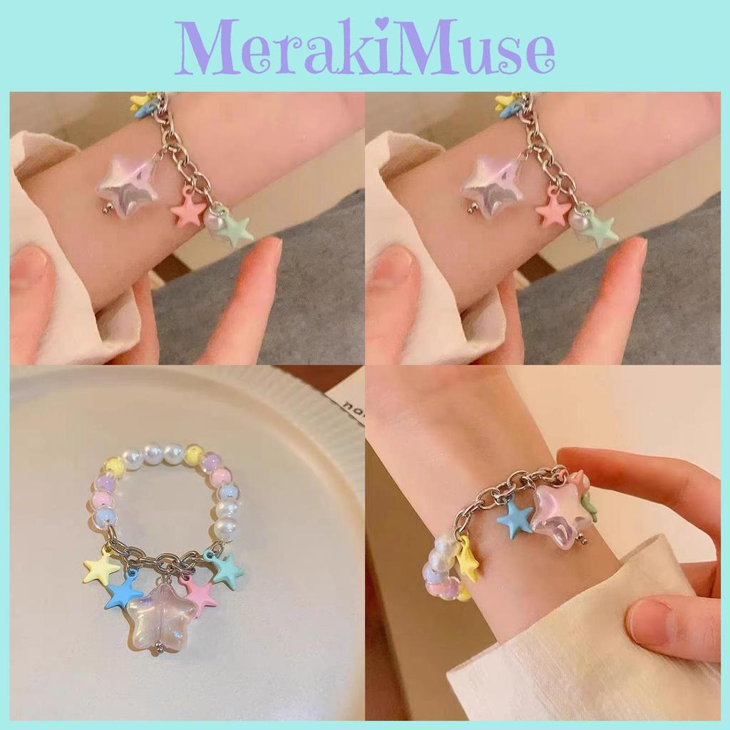 Lightweight Colorful Luxury Star Bracelet Handmade Resin Sweet Chic Dopamine Design For Women