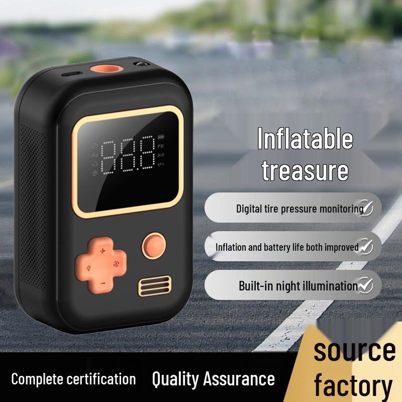 

Компактный беспроводной портативный автомобильный насос для накачивания шин с многофункциональным воздушным насосом чёрный