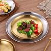 304 Stainless Steel Gold Korean Style Round Plate