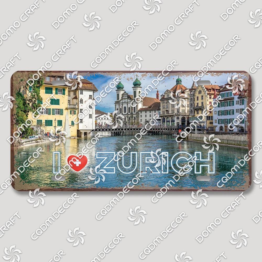 I Love Switzerland Poster License Plates Retro Alps Geneva Zurich Scenery Metal Tin Sign Cafe Living Room Home Wall Decor