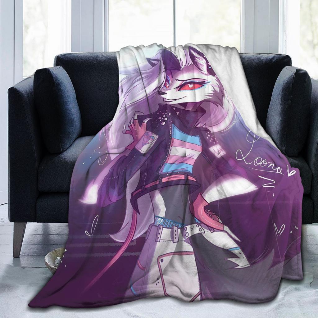 Sexy Loona Blanket Cover Fleece Helluva Boss Anime Soft Throw Blankets for Airplane Travel Bed Rug