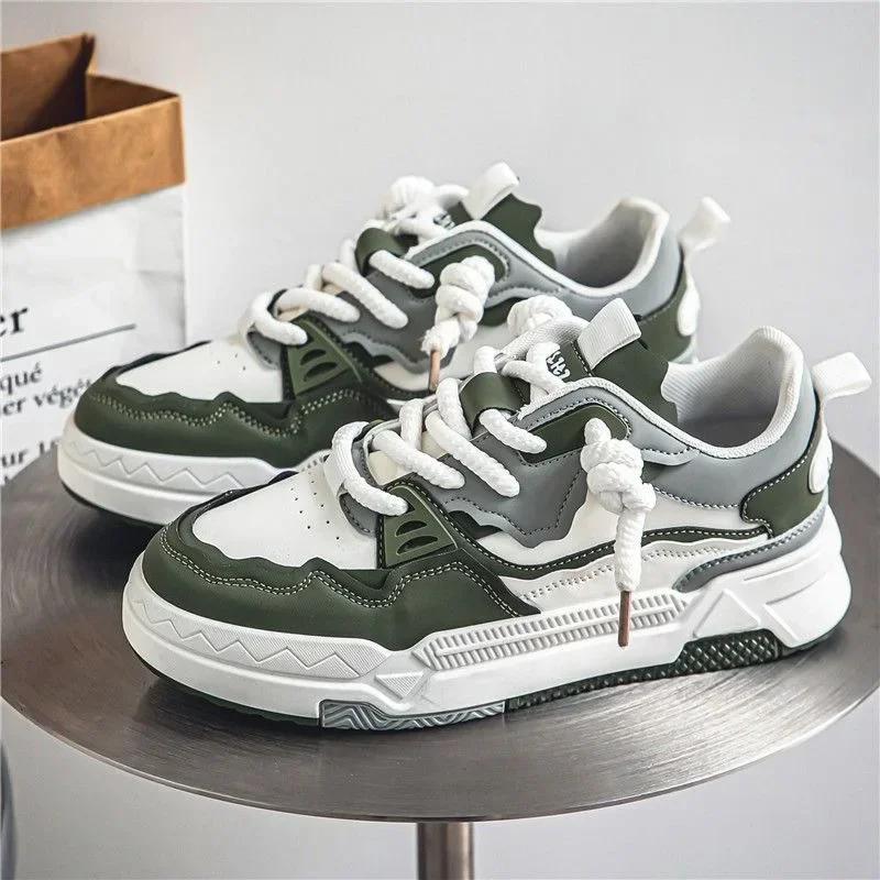 Trend Shoes for Men Bread Shoes Weaving Lace Up Male Sneakers Man Patchwork Sneakers Streets Hip Hop Chunky Men's Sports Shoes
