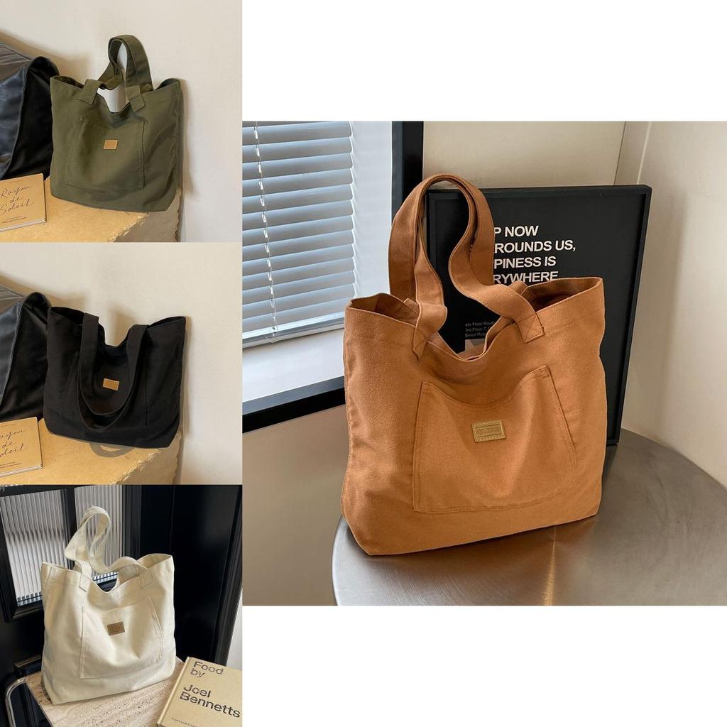 Stylish Unisex Retro Canvas Tote Bag Large Capacity Chic Shoulder Bag For School Or Commute