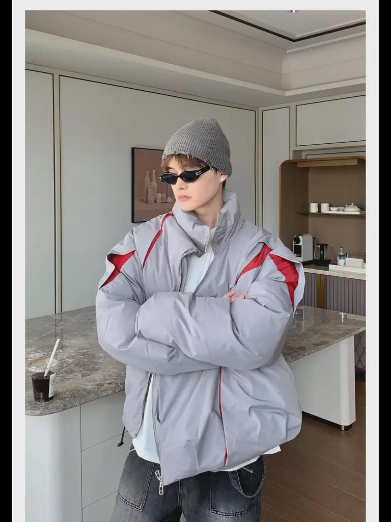 Unisex Trendy Pleated Stand Collar Cotton Jacket - Stylish and Warm Winter Coat