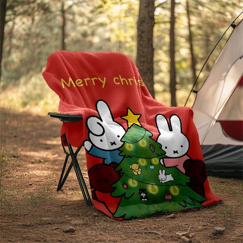 1pc Miffy2 Theme Blanket - Digital Print, Polyester, Cozy for All Seasons, Perfect for Outdoor, Camping, and Travel
