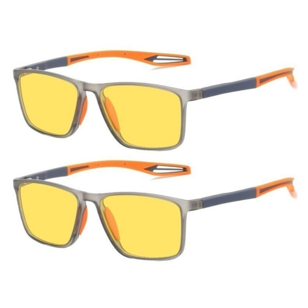 2PCS Night Posensitive Color Changing Sports Glasses for Men Fashionable and Trendy UV Resistant Glasses