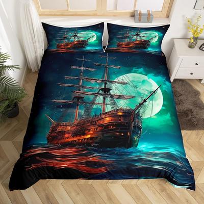 Nautisches Thema Großes Schiff 3D-Druck Bettwäscheset Gemütlicher Bettbezug King Queen Twin Einzelgröße Geburtstagsgeschenk Junge Kinder Schlafzimmerdeko