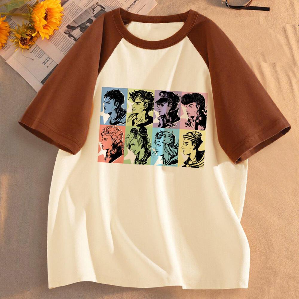 Jojo Bizarre Adventure Steel Ball Run Mädchen Anime Ästhetik Klassisch Trendiges T-Shirt Retro Grafik Digitale Popkultur Bunt