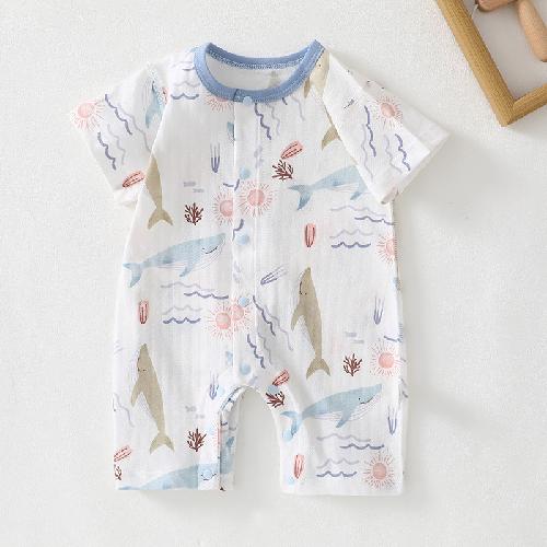 Tute in Cotone Traspirante per Neonati Tuta Estiva a Manica Corta per Neonato Bambino Bambina Tutine Morbide Monopezzo