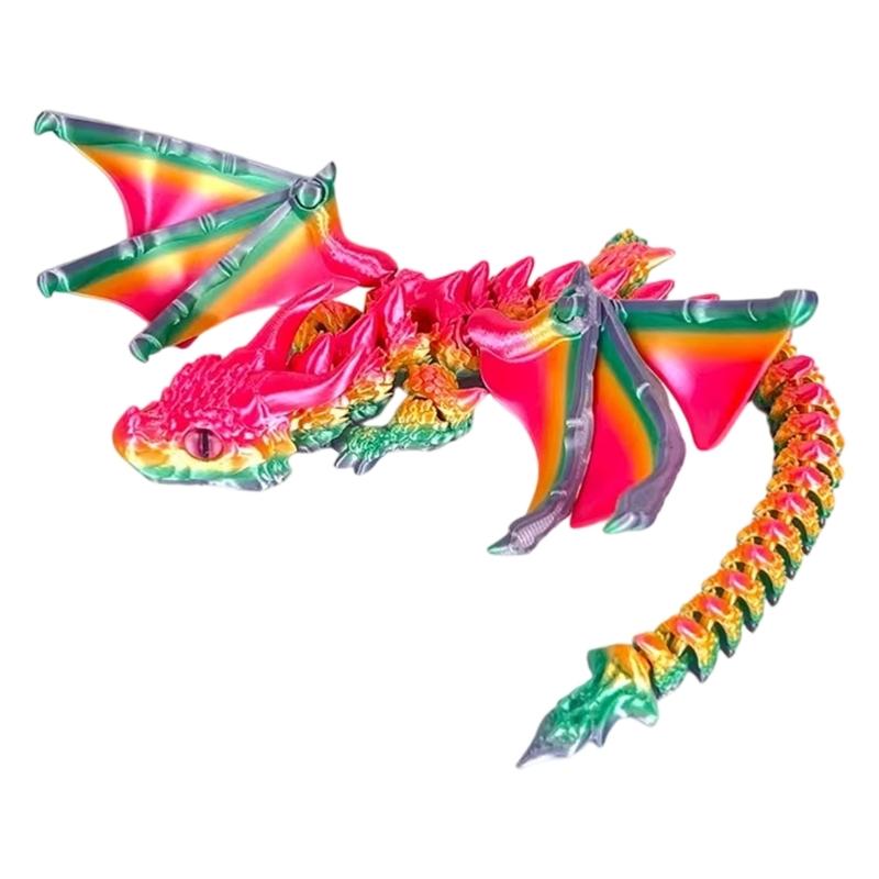 Friendly Plastic Large Horn Dragon Figurine 3D Printed Safe Table Decoration Lightweight Art Piece for Kids Christmas Gift