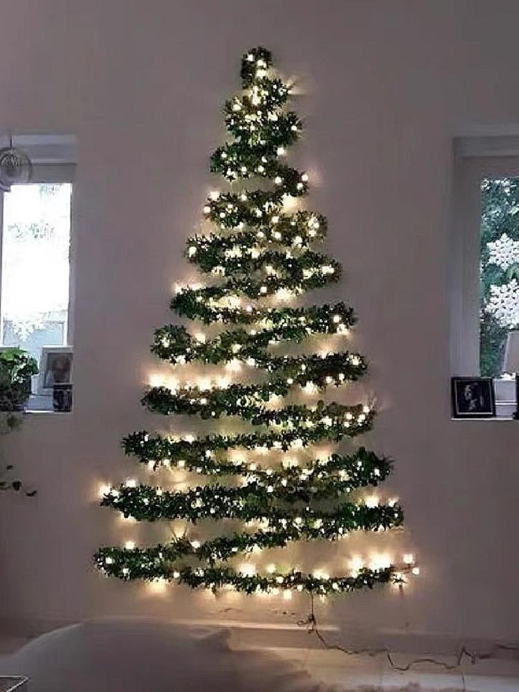 

Christmas Atmosphere Rattan Warm Light Diy Wall Mounted Christmas Tree Holiday Atmosphere Decorative Light Window Hanging Light (As shown-7115)-