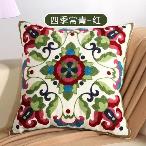 Cotton Ethnic Style Embroidery Pillow Case Car Pillow Cover Sofa Large Cushion Cover 45x45cm Luxury Pillow Case