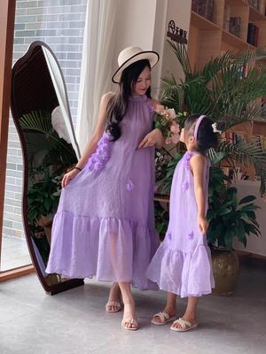 2026 Summer Mother-Daughter French Halter Neck Long Dress
