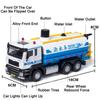 1/50 Sanitation Truck Model Car Toy Alloy Diecast Sprinkler Truck Rubber Tires Sound Light Pull Back Toys Festival Gift For Kids