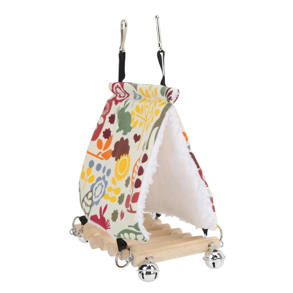 Bird Hammock Suspension Bridge Winter Warm Hanging Bird Nest House with Bell for Parrot Pet