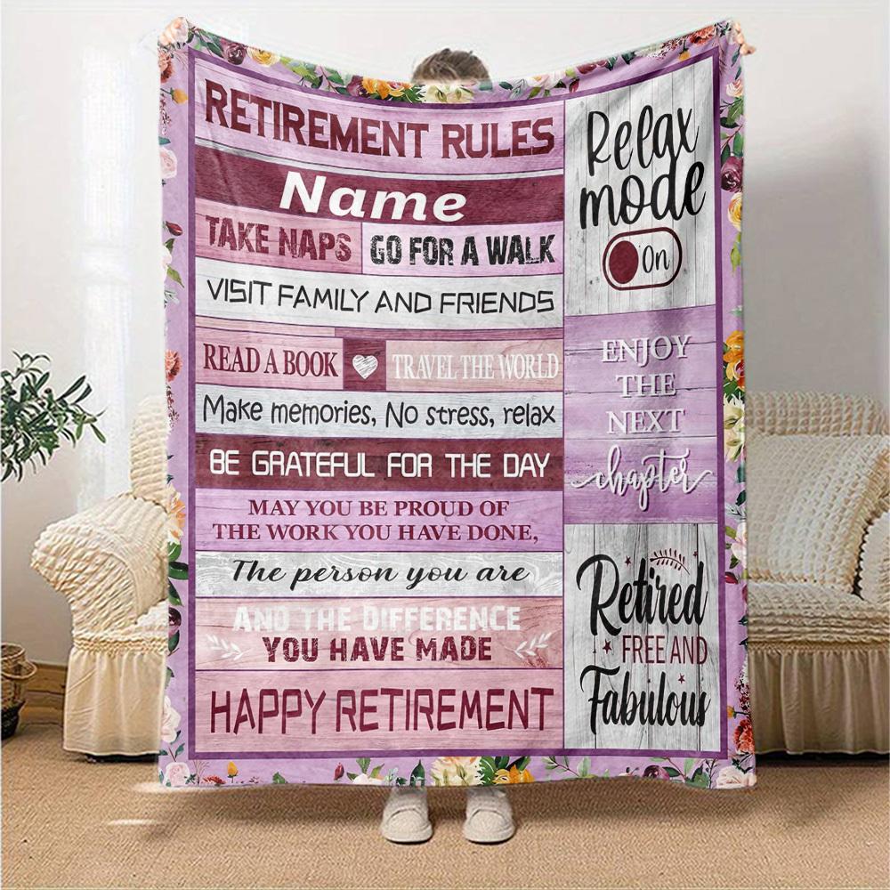 Retirement Rules Relax Travel Create Memories Gift Customizable Blanket Customize Your Name Comfortable Versatile For Sofa Couch Office Bed Picnics