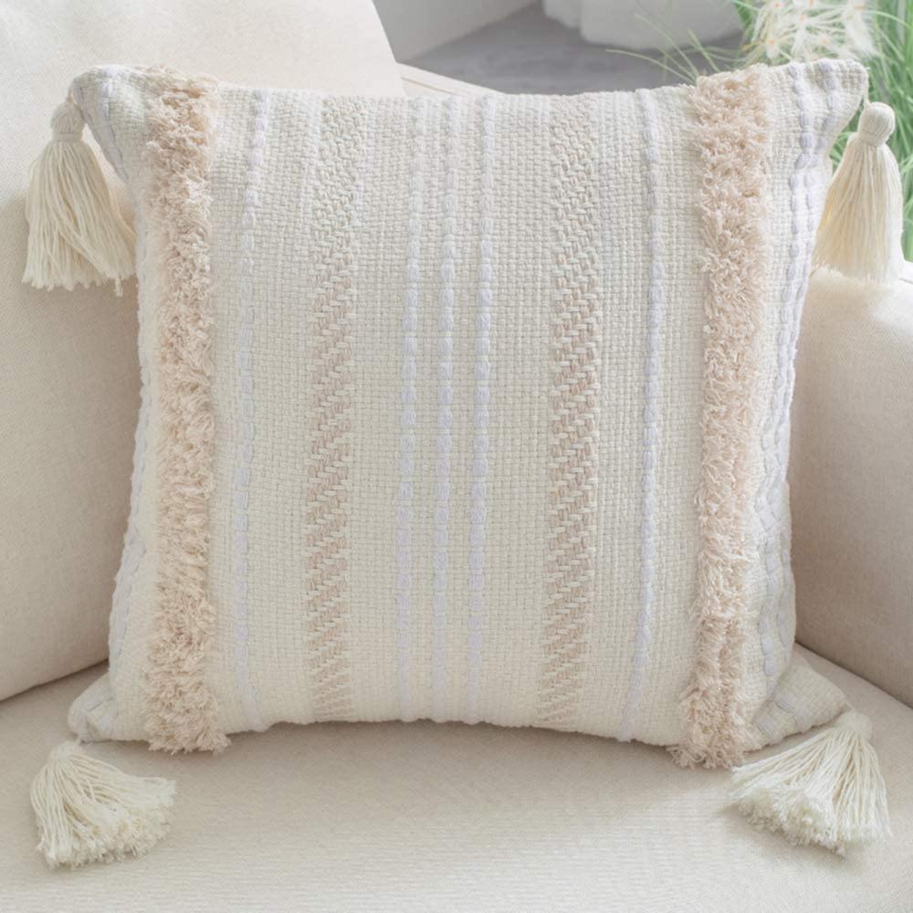Couch Sofa Tufted Bohemian Tassel Woven Pillowcase Pillow Shell Throw Pillow Cushion Cover