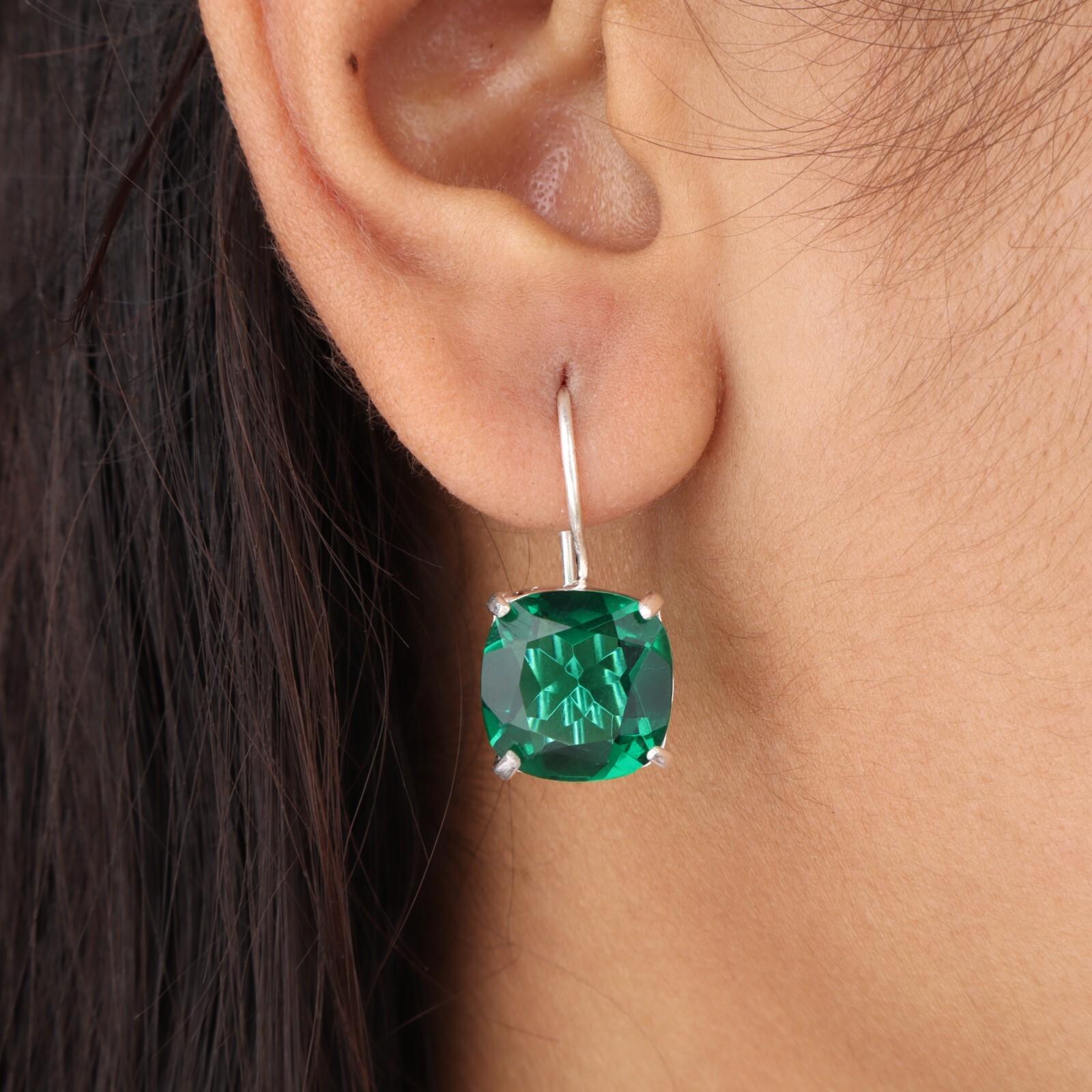 

Chrome Diopside Gemstone 925 Sterling Silver Jewelry Handcrafted Earrings 1 EE-172-1