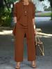 Women's Loose Fit Three Piece Outfit Set Long Sleeve Open Cardigan Tank Top High Waist Wide Leg Pants Elegant Pant Suit