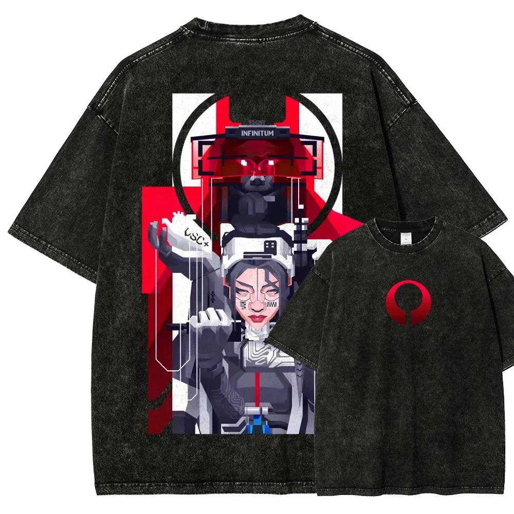 Marathon Washed Tshirt personality Clothes NewModel Anime Tshirt Year round clothing Streetwear Plus Size Unisex Couples soft S