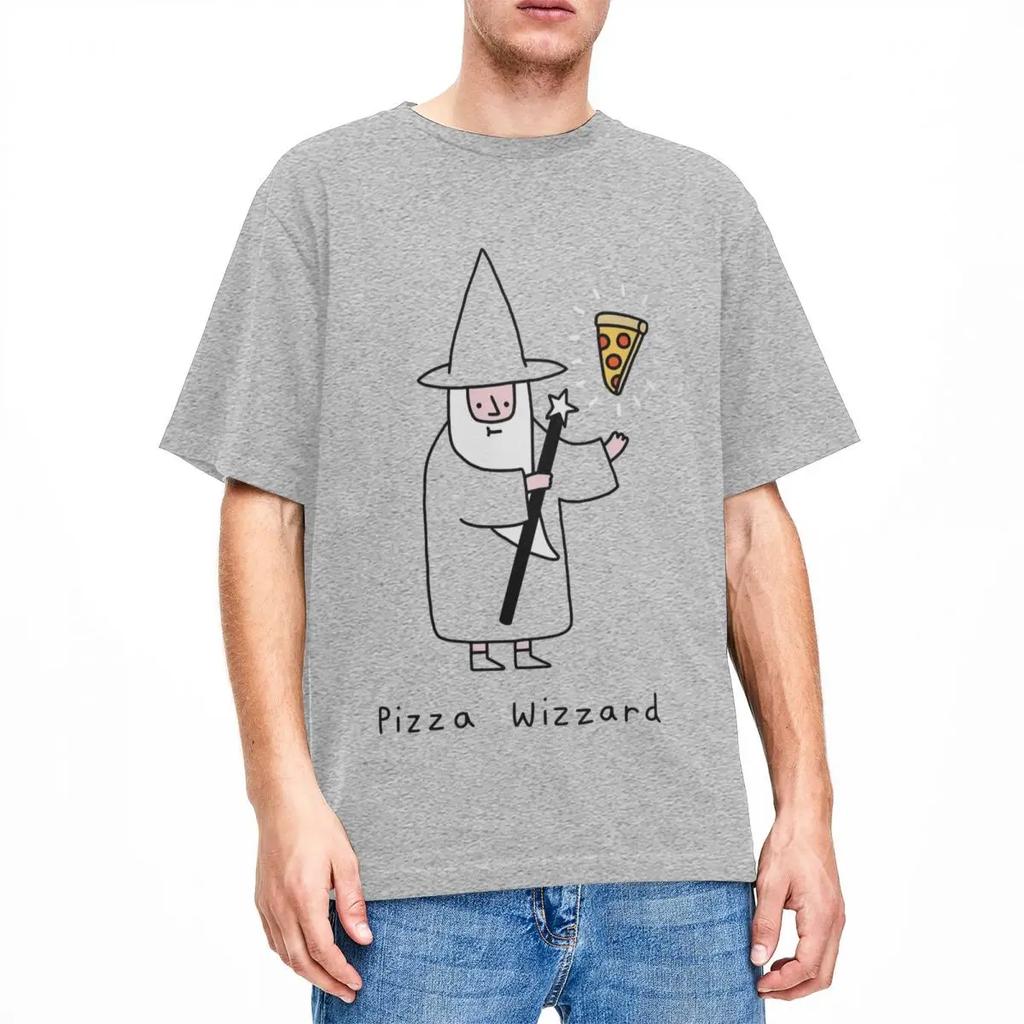 Men Women's Fantasy Pizza Wizzard Shirt Merch Funny Pizzas Lover Pure Cotton T-shirt Clothing Graphic Print Tees Summer