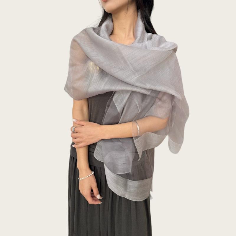 Mulberry silk blend~ long silk scarf women's fashionable versatile thin casual shawl yarn high-end scarf