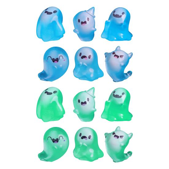 Halloween Mini Ghost Figures with Box Miniature Glow-in-The-Dark Ghost Figurine Luminous Tiny Ghost Toy for Home Party Decor