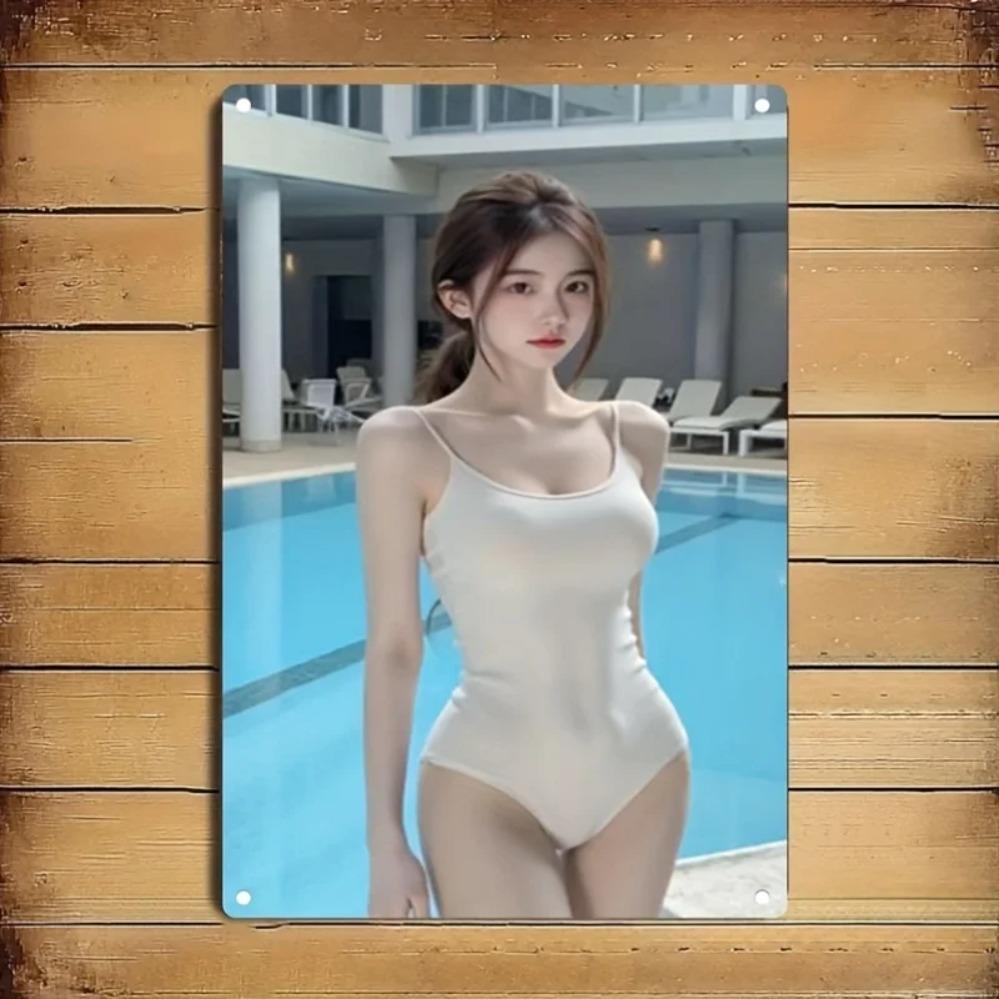 Aliez Metal Wall Art Swimsuit Poster Modern Home Decor Minimalist Bar Sign