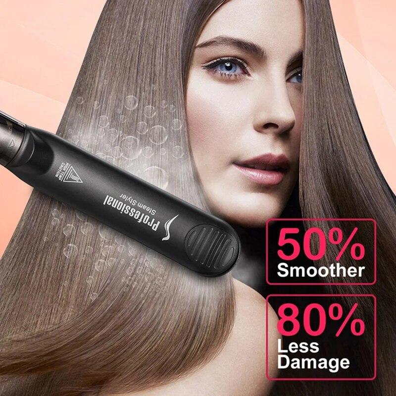 Ceramic Professional Steam Hair Straightener Vapor Hair Flat Iron Seam Hair Straightening Iron Curler