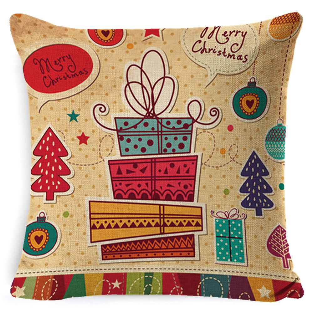 Christmas Celebration Pillow Elk Snowman Festive Cushion Cover Red Sofa Back Cushion Pillow Cover