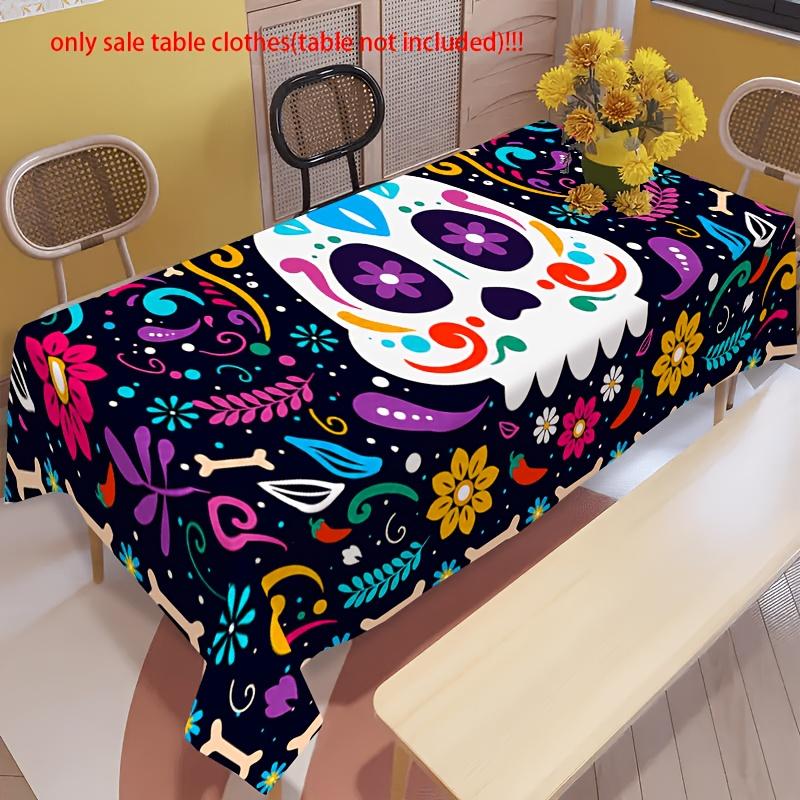 One colorful skull pattern tablecloth, rectangular tablecloth, table decoration, for Mexican festivalzyc