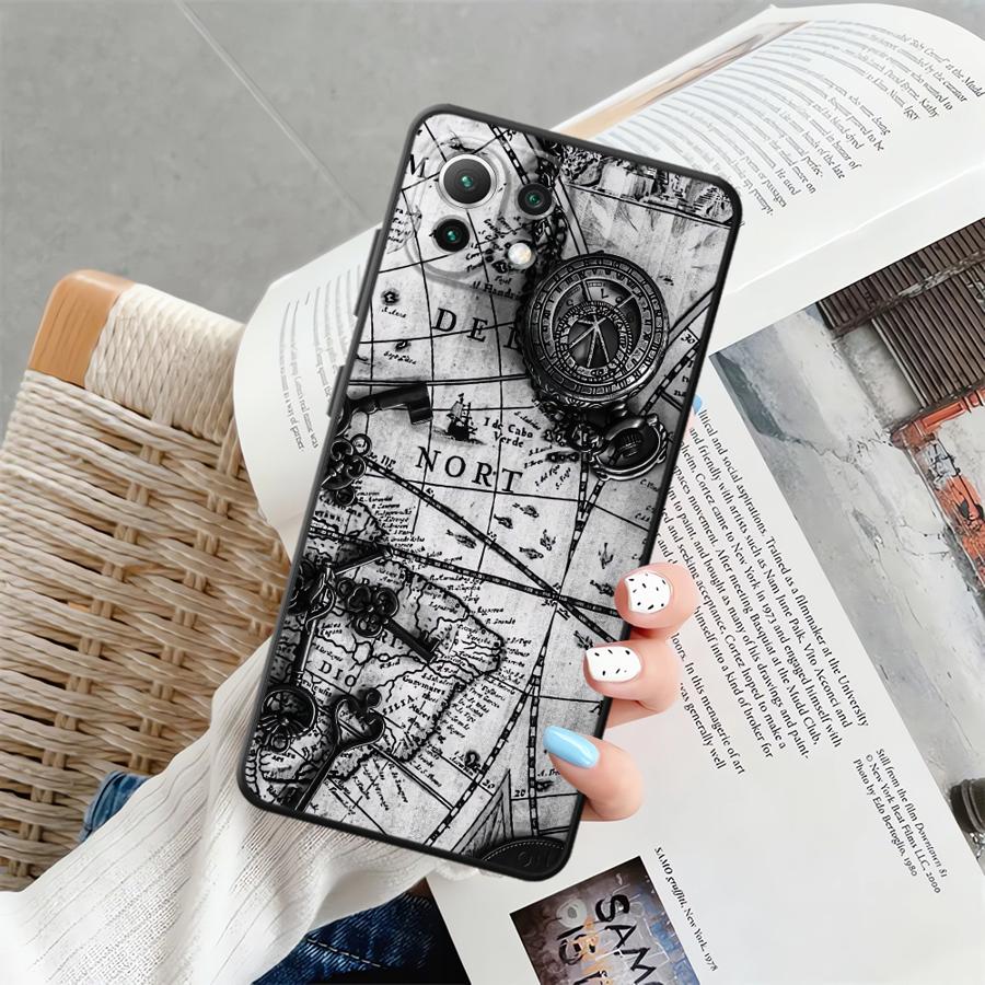 Funda Phone Cover Case for Xiaomi Mi 14 11T 13 Lite 12X 12 10T 12T Pro 11 Retro Map Table