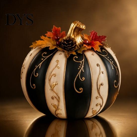 Dekorative Ahornblatt Tannenzapfen Ornamente Herbstkürbis Dekoration, Herbsternte Harz Figur, Vintage Stil Halloween Party Dekoration Tischmittelstück für