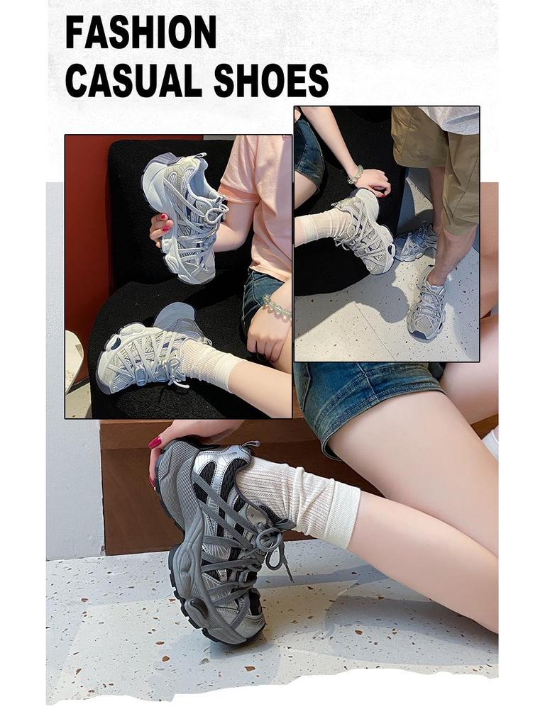 Trend 2025 Grube Podeszwy Paryskie Buty Dad: Oddychające Siatkowe Codzienne Buty do Biegania dla Par - Damskie Styl Letni/Jesienny