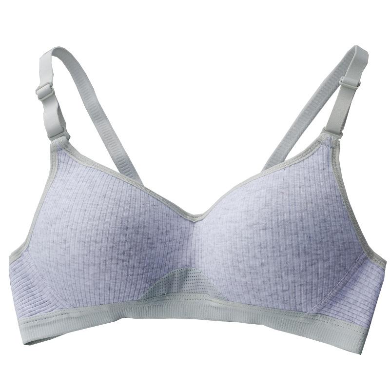 Contrasting colors Less stripes Student no steel ring Cotton bra Breathable thin cup Bra Breathable and comfortable