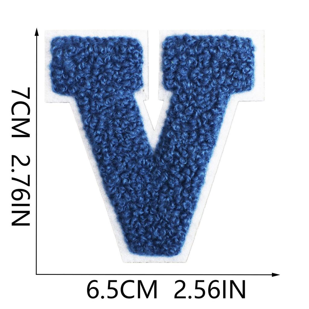 7cm White Background Royal Blue Text Embroidered Letter Patch for Bags & Decor
