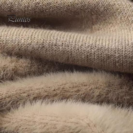 Men Winter Pullover Thickened Turtleneck Sweater Fleece Lined Warm Knitted Long Sleeve Top Casual Loose Fit for Home Office Street Wear Solid Color