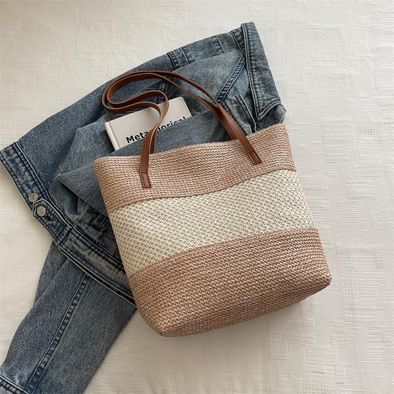 Borsa Tote a Spalla Singola Grande Capacità Casual per Vacanze al Mare Primavera/Estate