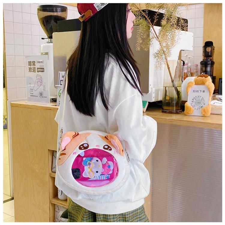 Big Mouth Mew Cartoon Cat Shoulder Bag With Nylon Material For Daily Use