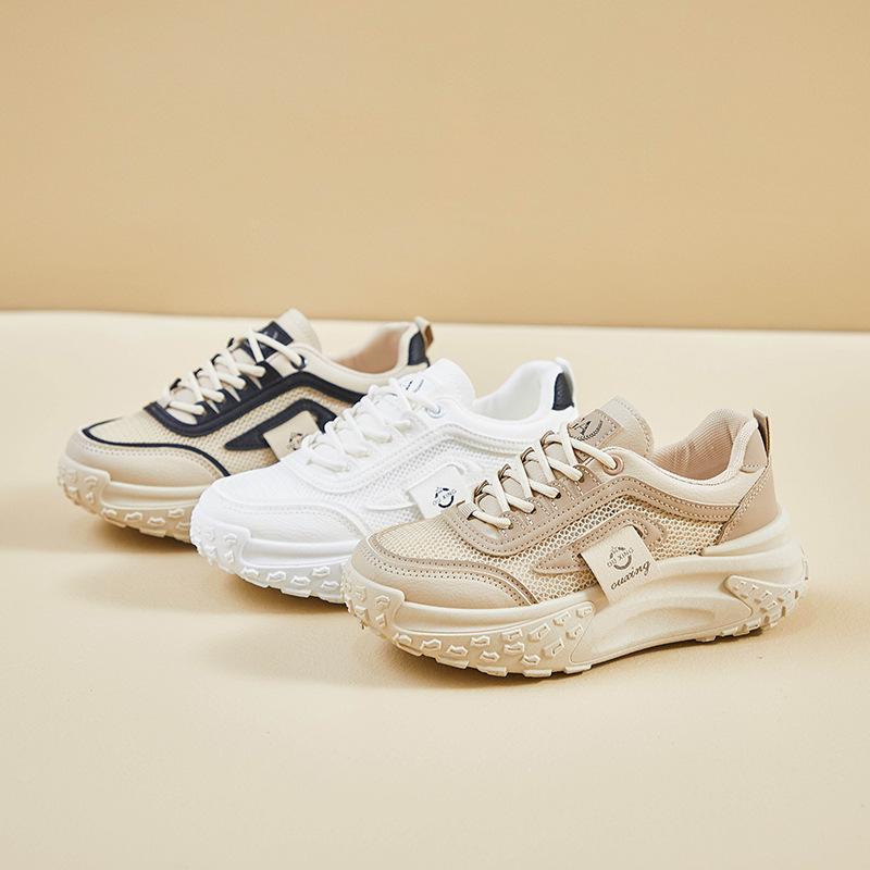 Korean Style New Dad Shoes for Women Summer Student Sports and Leisure Mesh Breathable Thick Sole Increased Height