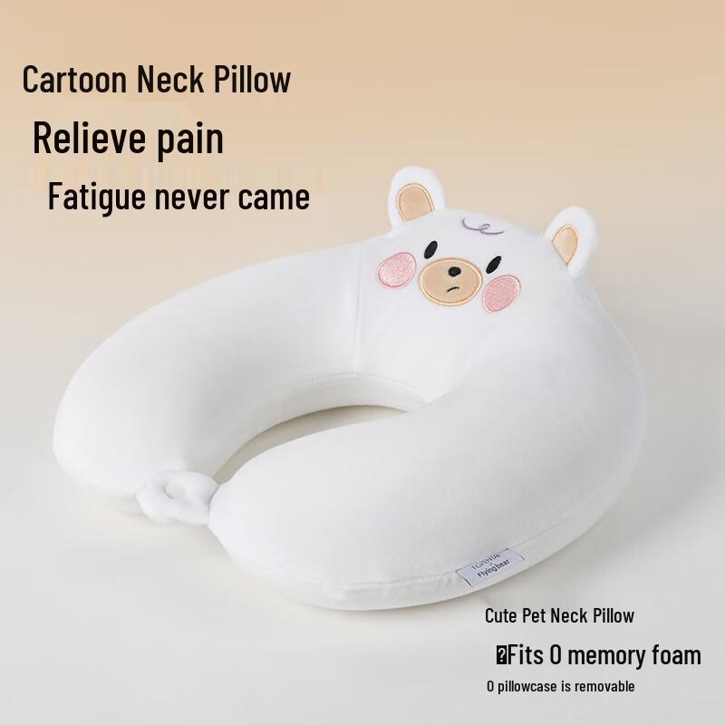 Lilang White Bear Memory Foam U-Shaped Travel Pillow