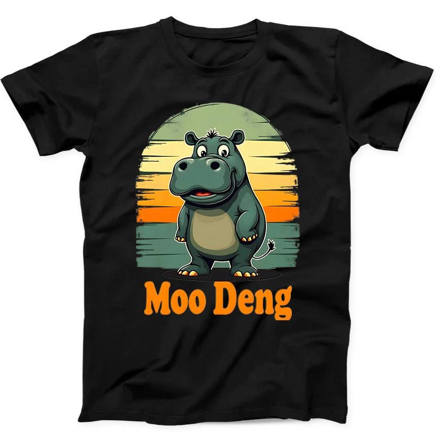 Moo Deng Hippo Animal Best Seller Funny Gift Black Tee T Shirt 176